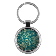 European Pattern, Blue, Desenho, Retro, Style Key Chain (round) by nateshop