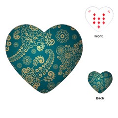 European Pattern, Blue, Desenho, Retro, Style Playing Cards Single Design (heart) by nateshop