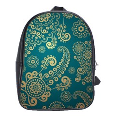 European Pattern, Blue, Desenho, Retro, Style School Bag (xl)