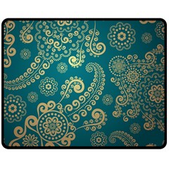 European Pattern, Blue, Desenho, Retro, Style Two Sides Fleece Blanket (medium) by nateshop