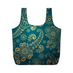 European Pattern, Blue, Desenho, Retro, Style Full Print Recycle Bag (m)