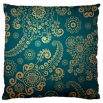 European Pattern, Blue, Desenho, Retro, Style Large Premium Plush Fleece Cushion Case (Two Sides) Back