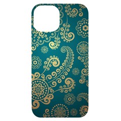 European Pattern, Blue, Desenho, Retro, Style Iphone 14 Black Uv Print Case by nateshop