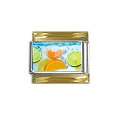 Fruits, Fruit, Lemon, Lime, Mandarin, Water, Orange Gold Trim Italian Charm (9mm) by nateshop