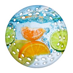 Fruits, Fruit, Lemon, Lime, Mandarin, Water, Orange Round Filigree Ornament (two Sides)