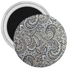 Gray Paisley Texture, Paisley 3  Magnets by nateshop