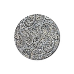 Gray Paisley Texture, Paisley Rubber Coaster (Round)