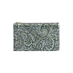 Gray Paisley Texture, Paisley Cosmetic Bag (Small)