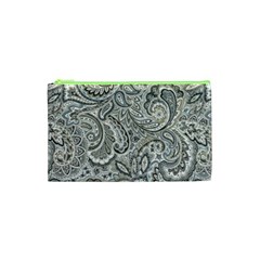 Gray Paisley Texture, Paisley Cosmetic Bag (xs) by nateshop