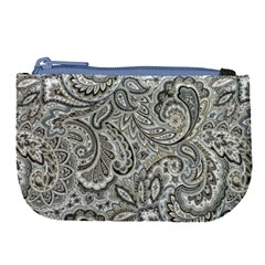 Gray Paisley Texture, Paisley Large Coin Purse by nateshop