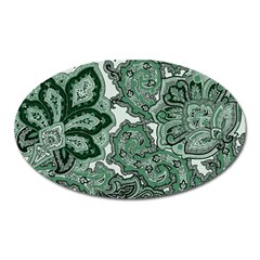 Green Ornament Texture, Green Flowers Retro Background Oval Magnet