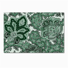 Green Ornament Texture, Green Flowers Retro Background Postcards 5  X 7  (pkg Of 10)