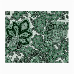 Green Ornament Texture, Green Flowers Retro Background Small Glasses Cloth