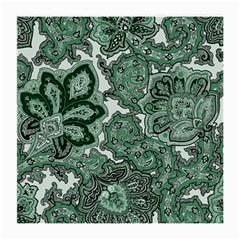 Green Ornament Texture, Green Flowers Retro Background Medium Glasses Cloth (2 Sides)