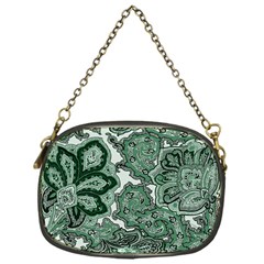 Green Ornament Texture, Green Flowers Retro Background Chain Purse (one Side) by nateshop