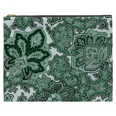 Green Ornament Texture, Green Flowers Retro Background Cosmetic Bag (xxxl)
