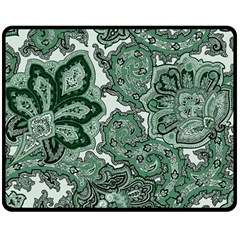 Green Ornament Texture, Green Flowers Retro Background Two Sides Fleece Blanket (medium) by nateshop