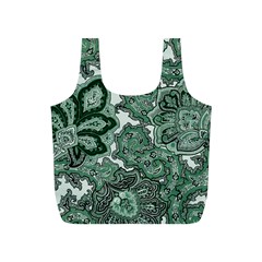 Green Ornament Texture, Green Flowers Retro Background Full Print Recycle Bag (s)