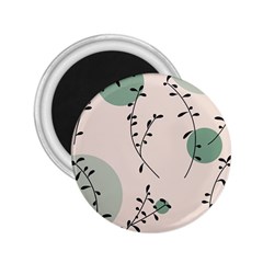 Plants Pattern Design Branches Branch Leaves Botanical Boho Bohemian Texture Drawing Circles Nature 2 25  Magnets