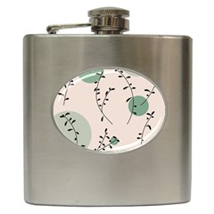 Plants Pattern Design Branches Branch Leaves Botanical Boho Bohemian Texture Drawing Circles Nature Hip Flask (6 oz)