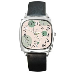 Plants Pattern Design Branches Branch Leaves Botanical Boho Bohemian Texture Drawing Circles Nature Square Metal Watch