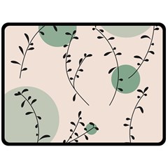Plants Pattern Design Branches Branch Leaves Botanical Boho Bohemian Texture Drawing Circles Nature Two Sides Fleece Blanket (large)