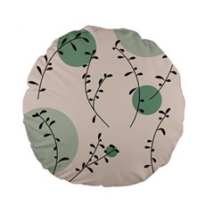 Plants Pattern Design Branches Branch Leaves Botanical Boho Bohemian Texture Drawing Circles Nature Standard 15  Premium Flano Round Cushions