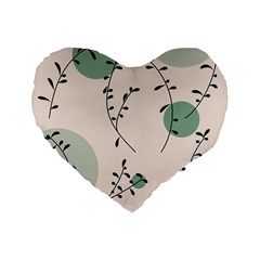 Plants Pattern Design Branches Branch Leaves Botanical Boho Bohemian Texture Drawing Circles Nature Standard 16  Premium Flano Heart Shape Cushions