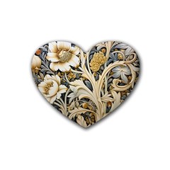 Flower Floral Pattern Floral Digital Spring Flora Botanical Blossom Bloom Vintage Rubber Coaster (heart)