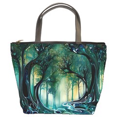 Trees Forest Mystical Forest Background Landscape Nature Bucket Bag