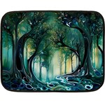 Trees Forest Mystical Forest Background Landscape Nature Two Sides Fleece Blanket (Mini) 35 x27  Blanket Front