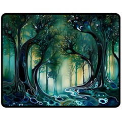 Trees Forest Mystical Forest Background Landscape Nature Fleece Blanket (medium) by Maspions