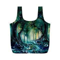 Trees Forest Mystical Forest Background Landscape Nature Full Print Recycle Bag (m)