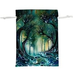 Trees Forest Mystical Forest Background Landscape Nature Lightweight Drawstring Pouch (xl) by Maspions
