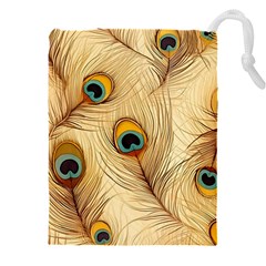 Vintage Peacock Feather Peacock Feather Pattern Background Nature Bird Nature Drawstring Pouch (4xl)