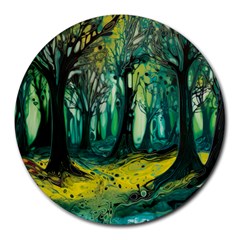 Trees Forest Mystical Forest Nature Junk Journal Landscape Nature Round Mousepad