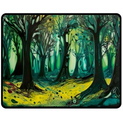 Trees Forest Mystical Forest Nature Junk Journal Landscape Nature Two Sides Fleece Blanket (medium)