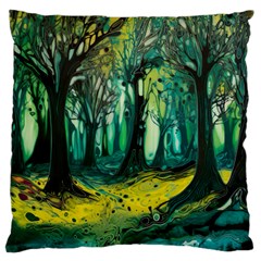 Trees Forest Mystical Forest Nature Junk Journal Landscape Nature Large Premium Plush Fleece Cushion Case (two Sides)