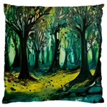 Trees Forest Mystical Forest Nature Junk Journal Landscape Nature Large Premium Plush Fleece Cushion Case (Two Sides) Back