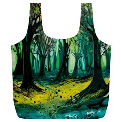 Trees Forest Mystical Forest Nature Junk Journal Landscape Nature Full Print Recycle Bag (xxl)