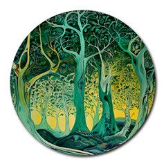 Trees Forest Mystical Forest Nature Junk Journal Scrapbooking Background Landscape Round Mousepad