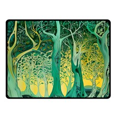 Trees Forest Mystical Forest Nature Junk Journal Scrapbooking Background Landscape Fleece Blanket (small)