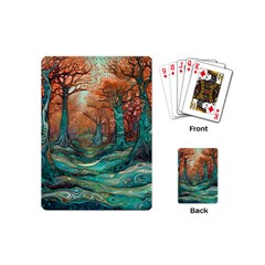 Trees Tree Forest Mystical Forest Nature Junk Journal Scrapbooking Landscape Nature Playing Cards Single Design (mini)