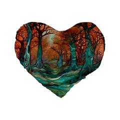 Trees Tree Forest Mystical Forest Nature Junk Journal Scrapbooking Landscape Nature Standard 16  Premium Heart Shape Cushions