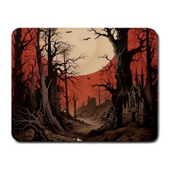 Comic Gothic Macabre Vampire Haunted Red Sky Small Mousepad by Maspions