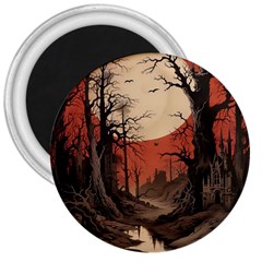 Comic Gothic Macabre Vampire Haunted Red Sky 3  Magnets