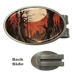 Comic Gothic Macabre Vampire Haunted Red Sky Money Clips (oval) 