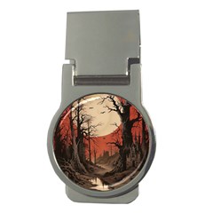 Comic Gothic Macabre Vampire Haunted Red Sky Money Clips (round) 