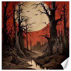 Comic Gothic Macabre Vampire Haunted Red Sky Canvas 20  X 20 