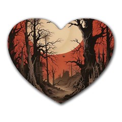 Comic Gothic Macabre Vampire Haunted Red Sky Heart Mousepad by Maspions